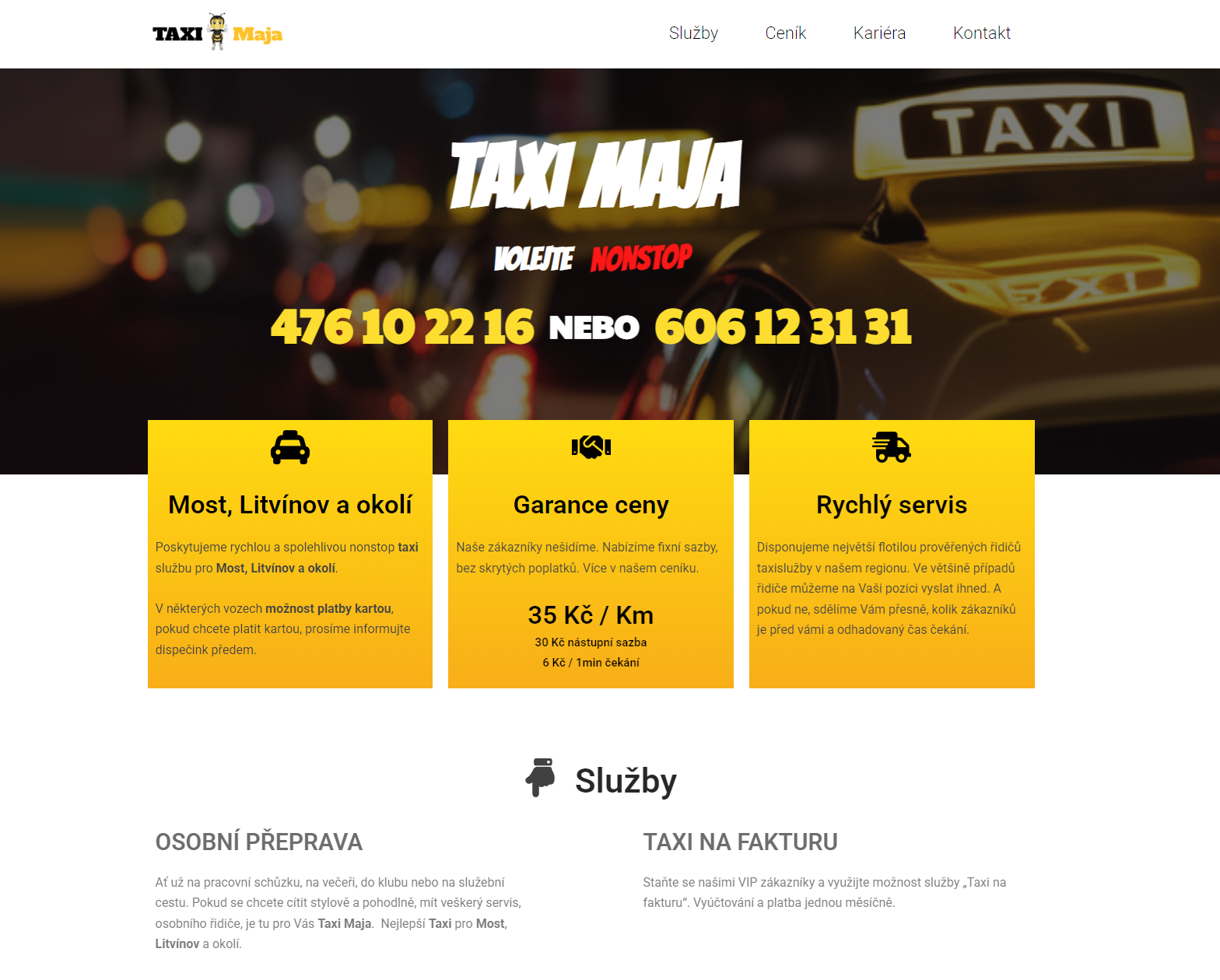 Taxi Mája - náhled webu